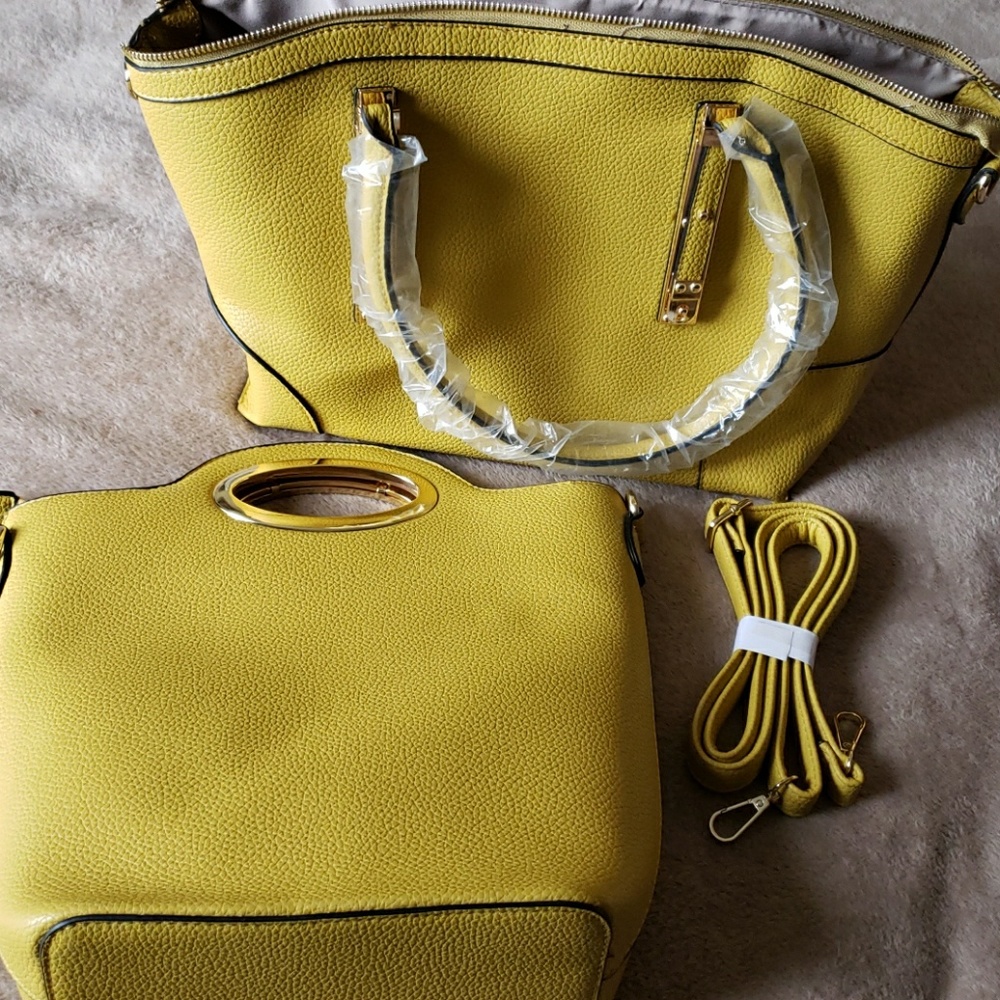 Brand new 2 in1 purse and tote mustard color